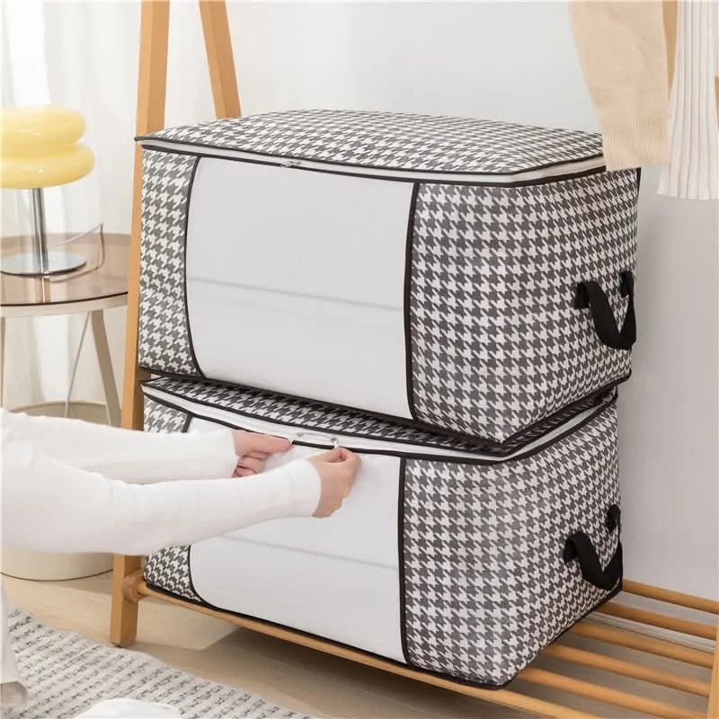 11308 Foldable Clothes Storage Bags with Zipper & Handles – Large Capacity Blanket Storage {Size 22*16*12}
