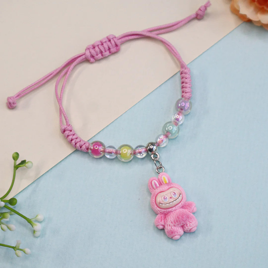11223 Labubu Bunny Kids Beaded Bracelet with Adjustable {Multicolor}