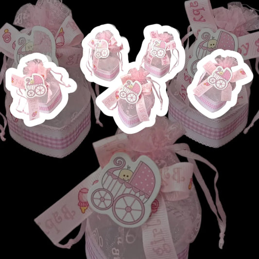 20049 {12 Pcs} Pink Baby Shower Favor Candy Gift Set |
