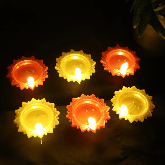 20309 {1 Pack 6 Pcs} Water Sensor Led Diyas Candle with Water Sensing Technology E-Diya for Home Decor Festivals Decoration