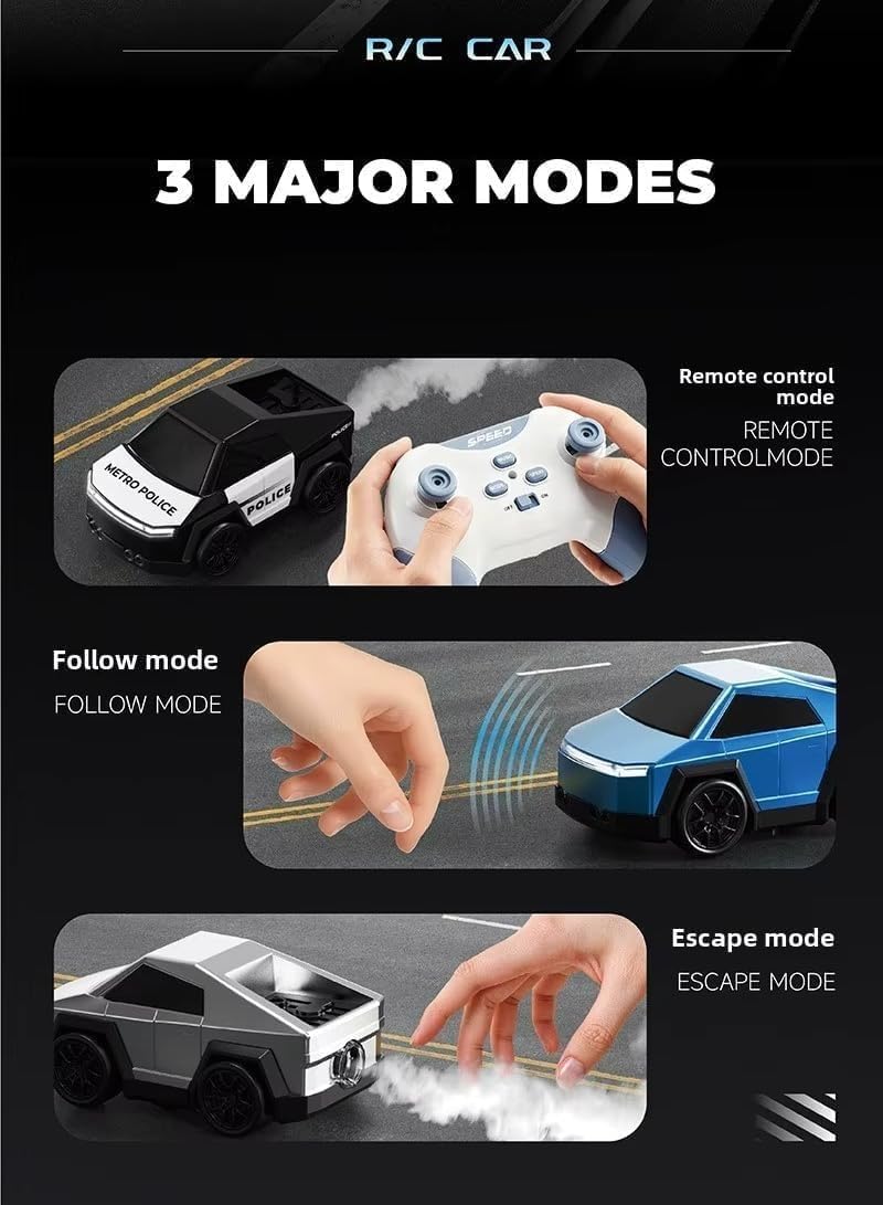 20873 Mini Police Drift Car for Kids with Spray Mist Effect, LED Lights, Music & 360° Drift Stunt Car Toy Rechargeable Mini Police Vehicle for Boys Girls