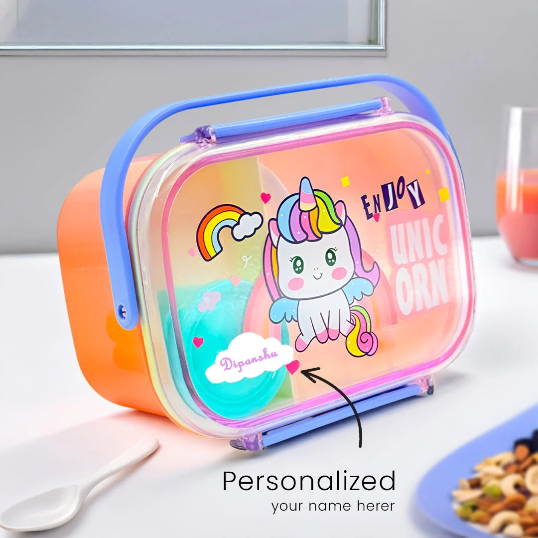 2572 Customized Big Lunch Box with Unicorn/Dragon Design {Random Design}