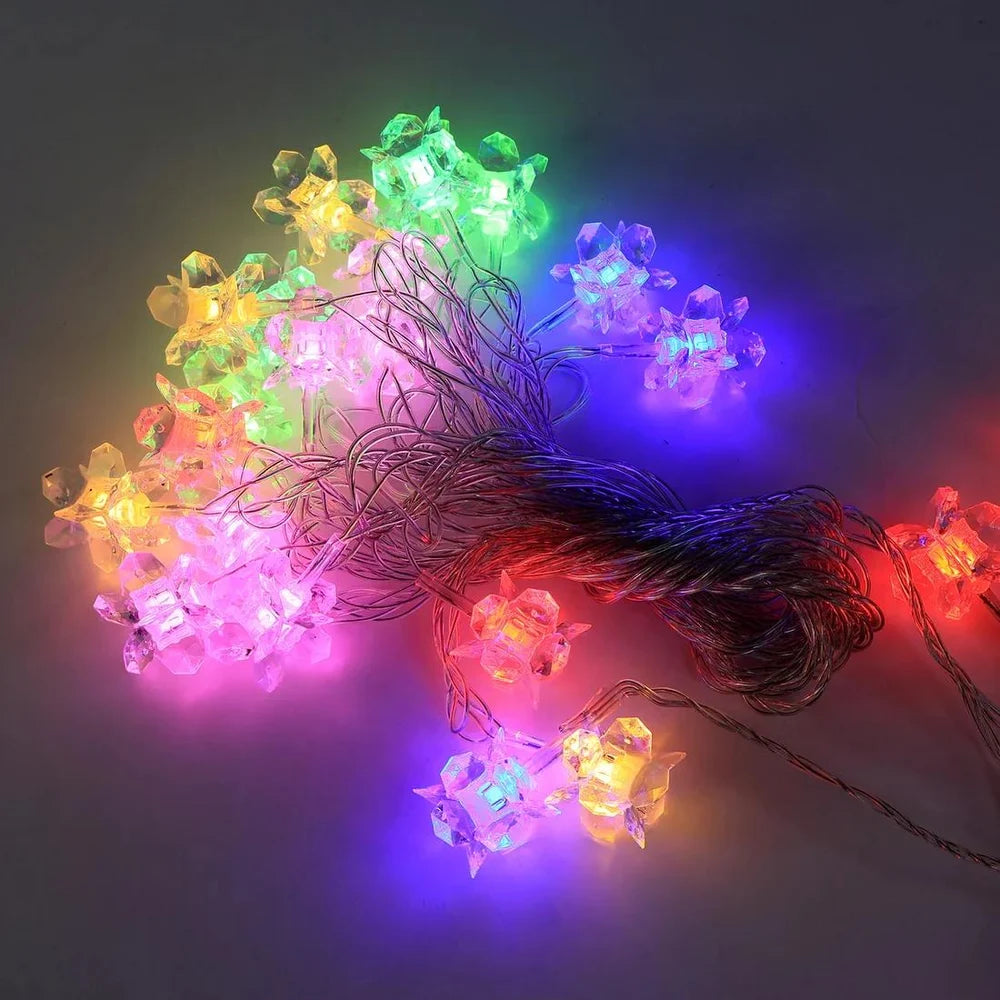 KT-L-164 Crystal Flower LED Decorative String Light, Multicolor and Golden Color {Random Design}