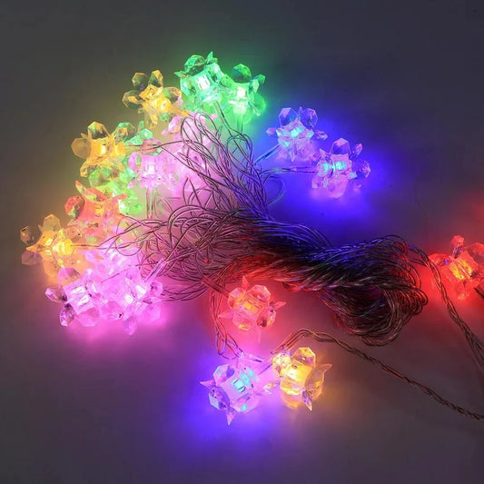 KT-L-164 Crystal Flower LED Decorative String Light, Multicolor and Golden Color {Random Design}