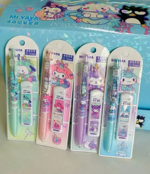 02025 0.7mm Mechanical Pencil Set – 15cm Cute Purple Pencil & 6cm HB Lead Refills {Random}
