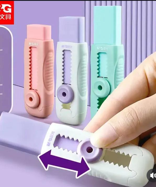 10430  Sliding Retractable Pencil Eraser Cute Erasers - 1 Colors with 1 Refill Eraser Push-Pull Design Pencil Erasers for Kids