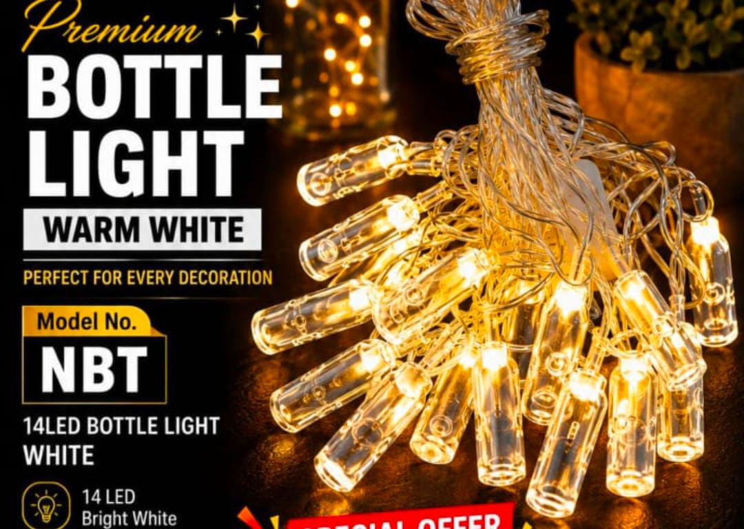 21106 LED Bottle String Light, Warm Yellow, Transparent Gel Wire Plug in