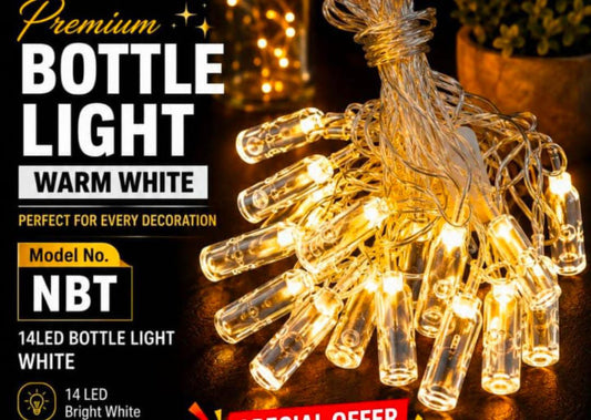 21106 LED Bottle String Light, Warm Yellow, Transparent Gel Wire Plug in