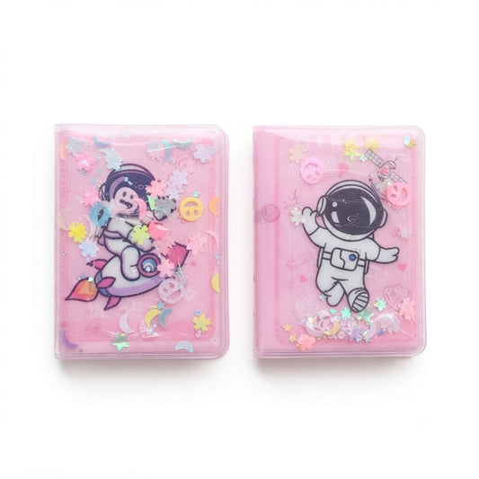 BA-7022 Cute Glitter Mini Diary 2 Set for Kids  Pocket Notebook | Gift for Girls & Boys | Pink Stationery Set {Random Design}