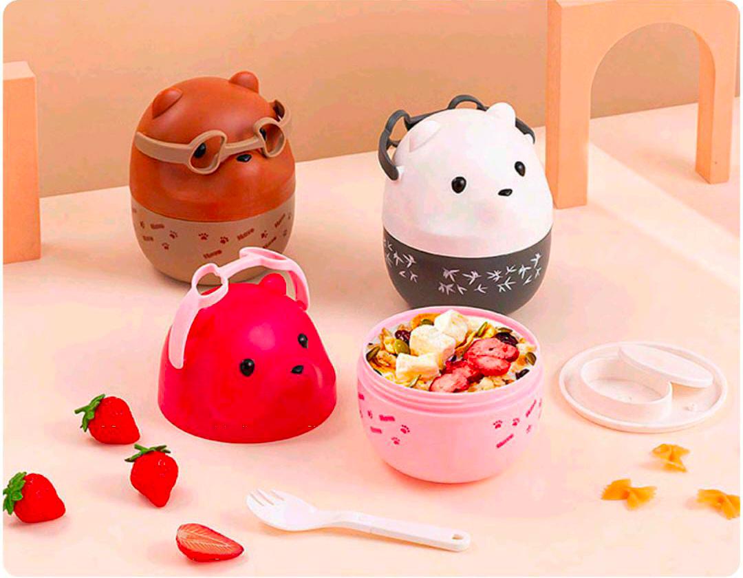 20515 Cartoon Lunch Box with Handle for Kids, Leak Proof Microwave Safe Tiffin Box for Boys, Girls (Multi Color)