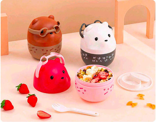 20515 Cartoon Lunch Box with Handle for Kids, Leak Proof Microwave Safe Tiffin Box for Boys, Girls (Multi Color)