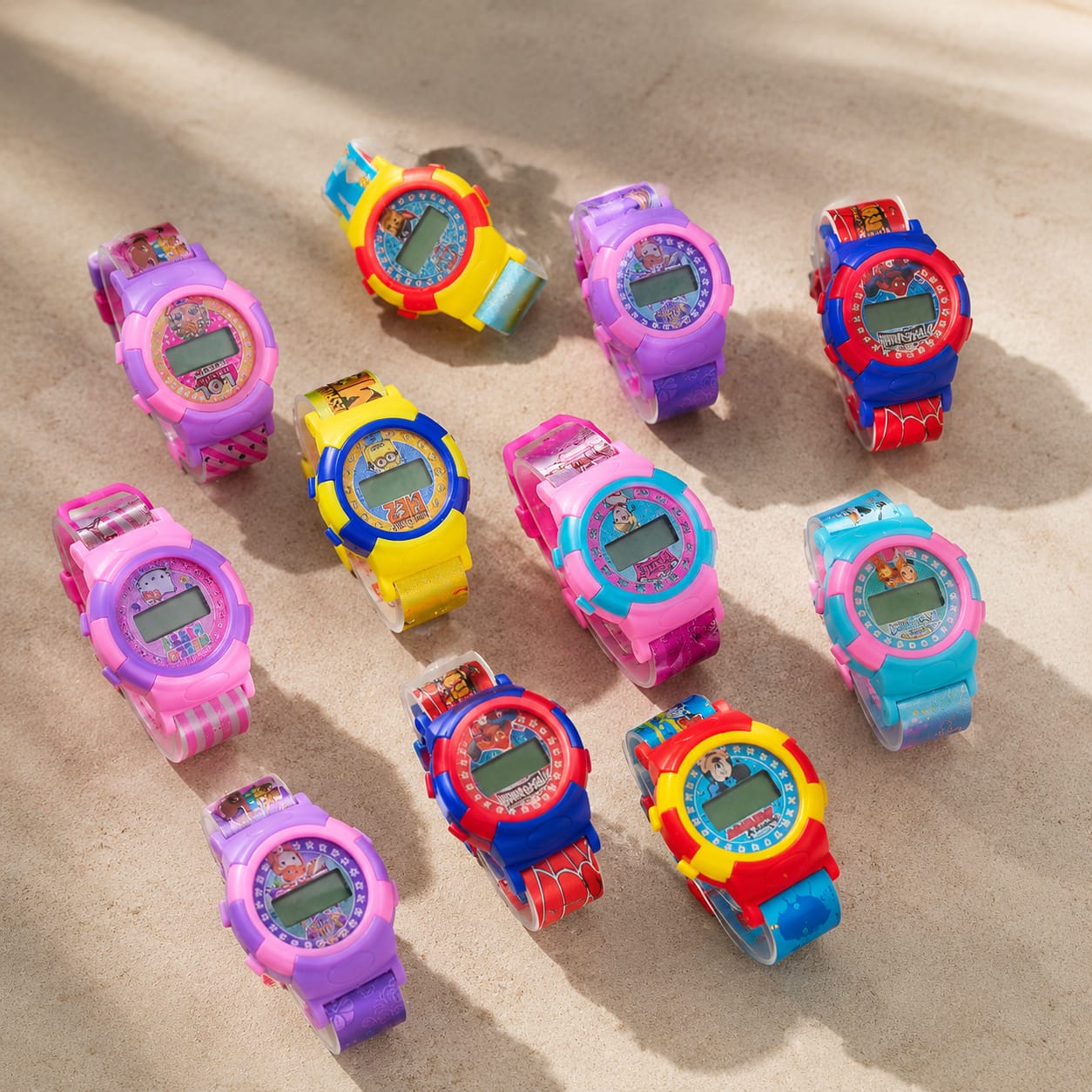 21026 12 Pcs Digital Kids Watch Set – Multicolor Adjustable Strap Watches for Boys & Girls