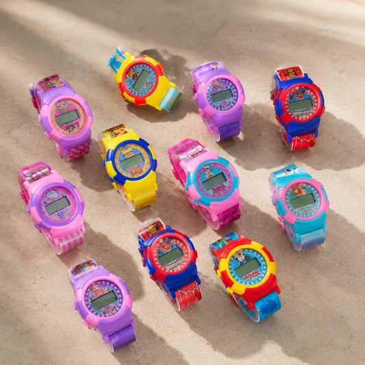 21026 (12 Pcs) Digital Kids Watch Set – Multicolor Adjustable Strap Watches for Boys & Girls