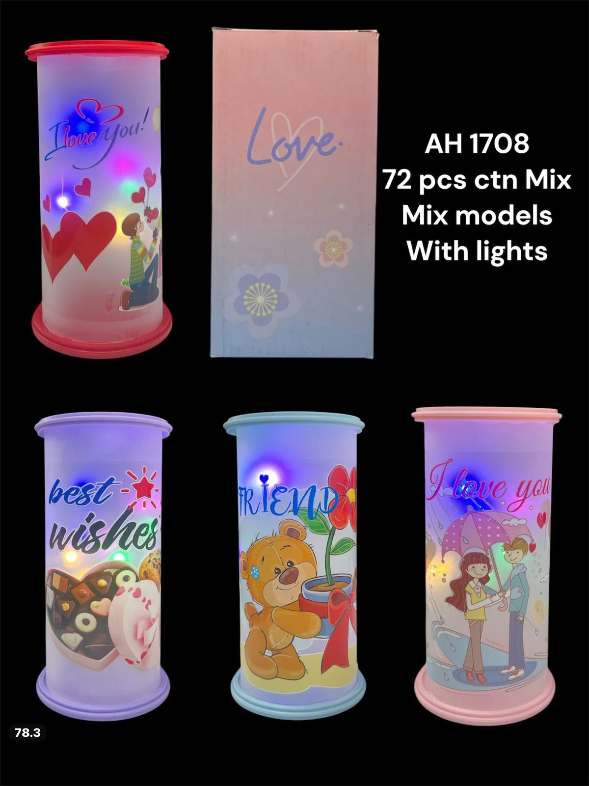 10215 Love Valentines Day ,Lamp Gift Showpiece Mix Model With Lights