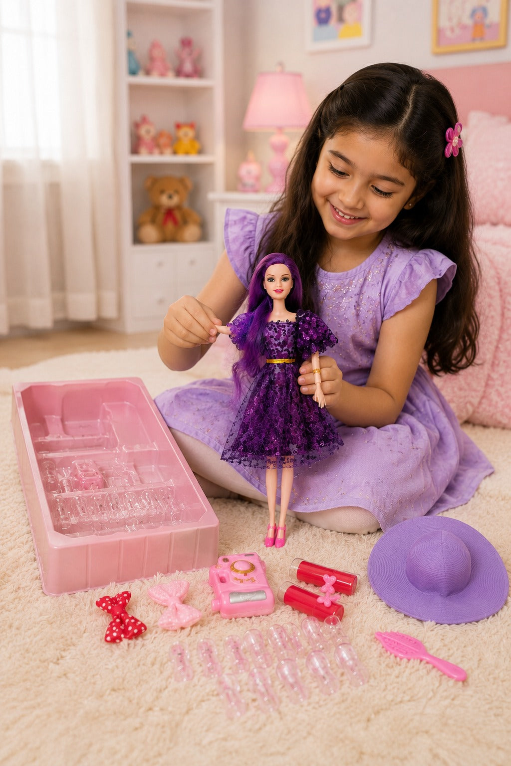 20961 Fashion Beauty Doll Play Set with Accessories for Girls | Pretty Dress & Long Hair Doll | Pretend Play Toy