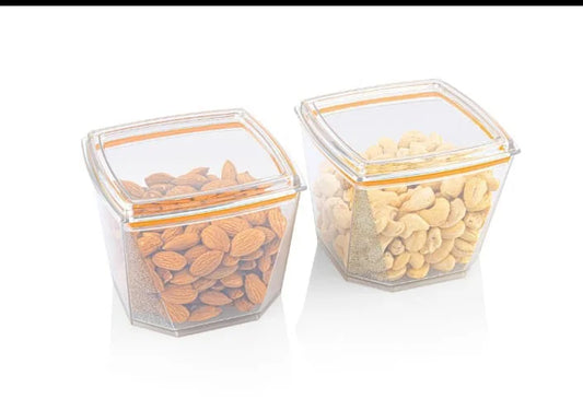 10338 Air Tight Unbreakable Multipurpose Transparent Jars and Storage Container 500ml Set Of 2 Pcs