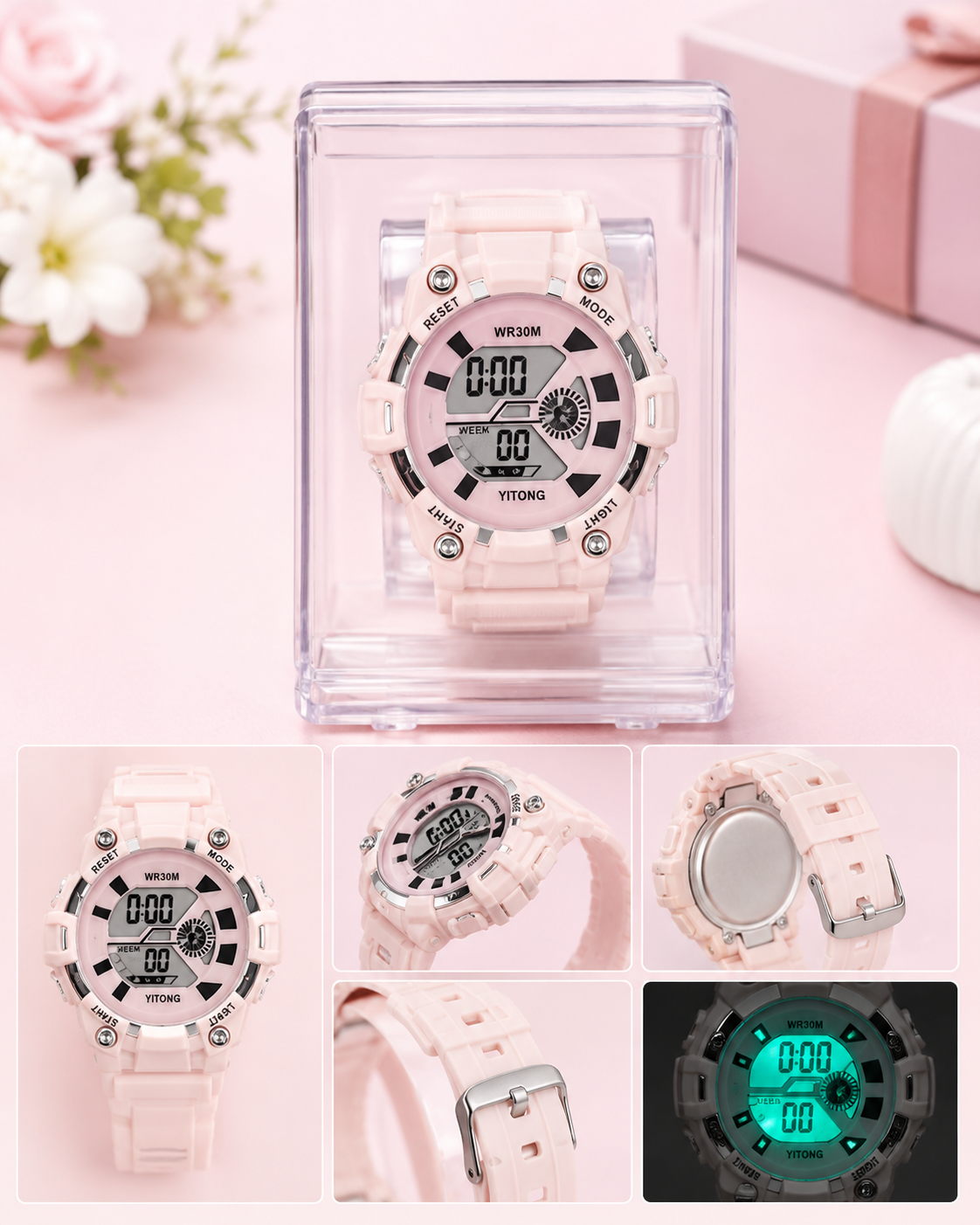 20660 Digital Dial Alarm with Sound Waterproof Light Kids Watch for Boys & Girls {Random Design}