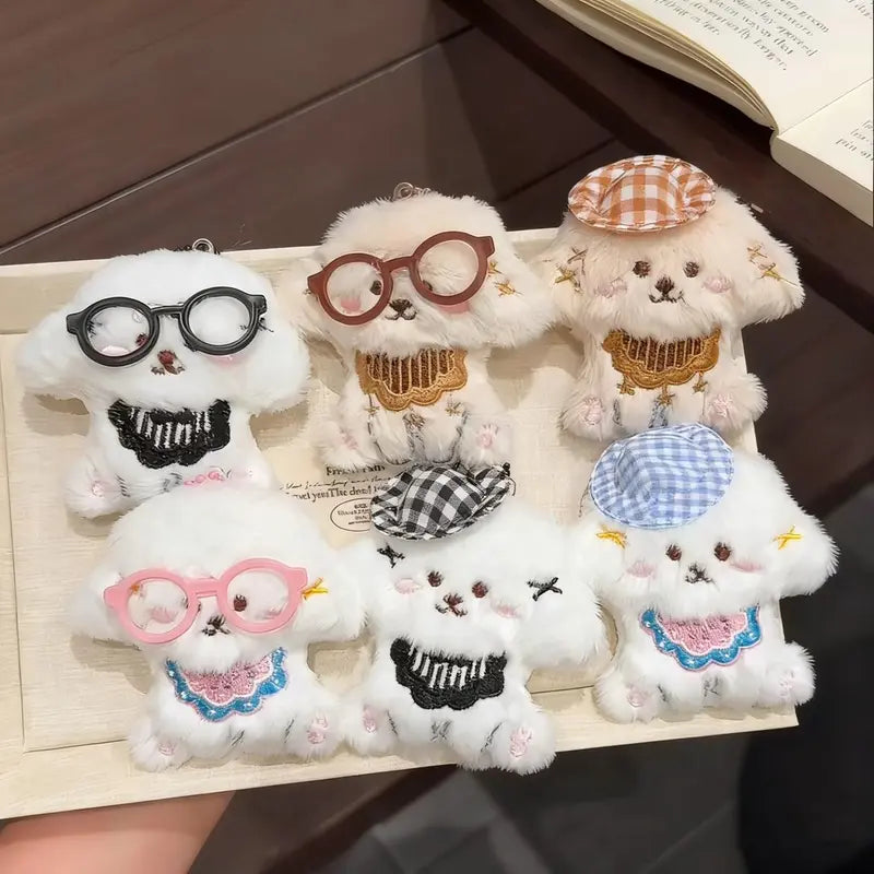 1098 Plush Dog Keychain, Cute Keychain for Bag Charms for Handbags and Car Key Ring, Soft Toy Keyring with Aesthetic Design