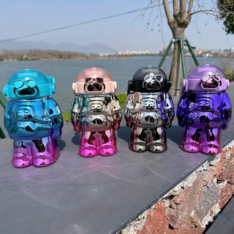 20709 Home Cloud Set of 2pc (1000 + 200ml) BPA-Free, Leak-Proof Robot Shape Water Bottles - The Ultimate Hydration Solution for Kid's, School, Gym, and Picnic Adventures {Random Color}