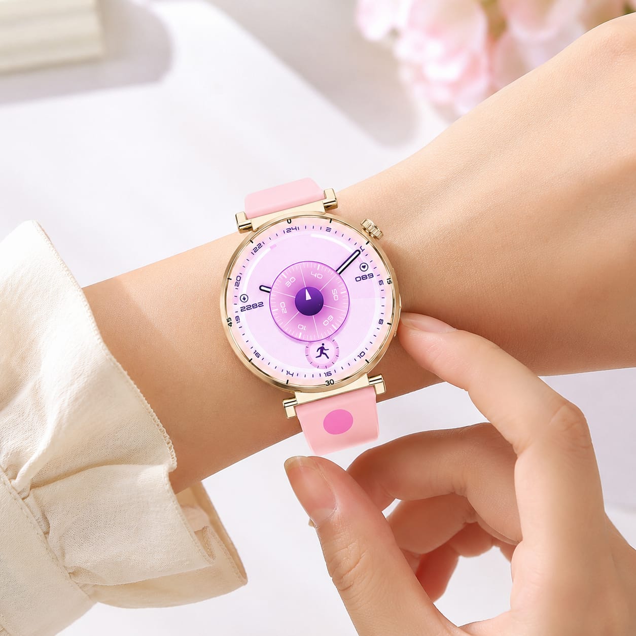 21047  GTS 6 Stylish Smart Watch with Soft Silicone Strap – Elegant Round Dial