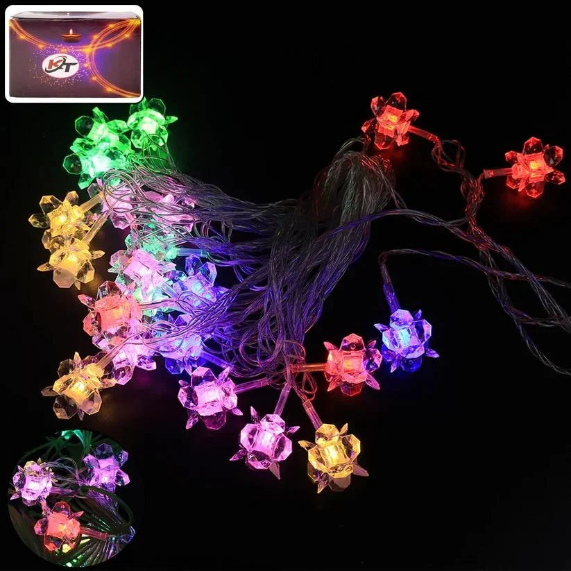KT-L-164 Crystal Flower LED Decorative String Light, Multicolor and Golden Color {Random Design}