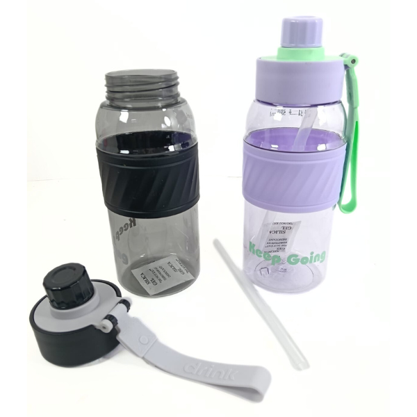 GBT-50512 Large Capacity Plastic Water Sports Drink Bottle with Straw for Summer | {Multi Color}