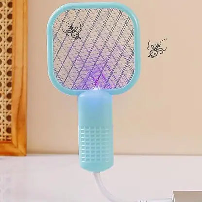 10717 Bug Zapper Racket, USB Rechargeable, Mosquito Swatter with Mesh Grid, Black Handle