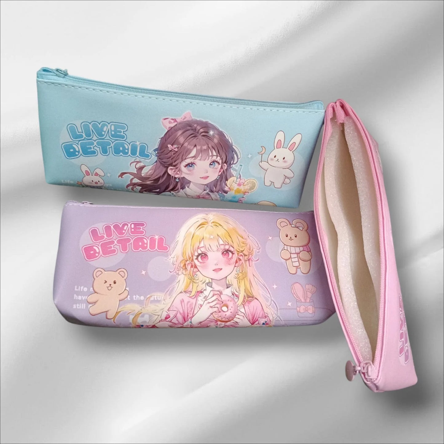 10721 Pencil Pouch for Boys and Girls Pencil Case School Stationery 1 Zipper {Random Design}