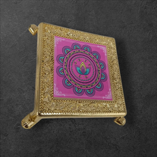 11353 Floral Designs Big Plastic chowki Pooja Decoration Best Gift for Diwali, Festivals {Random Design}