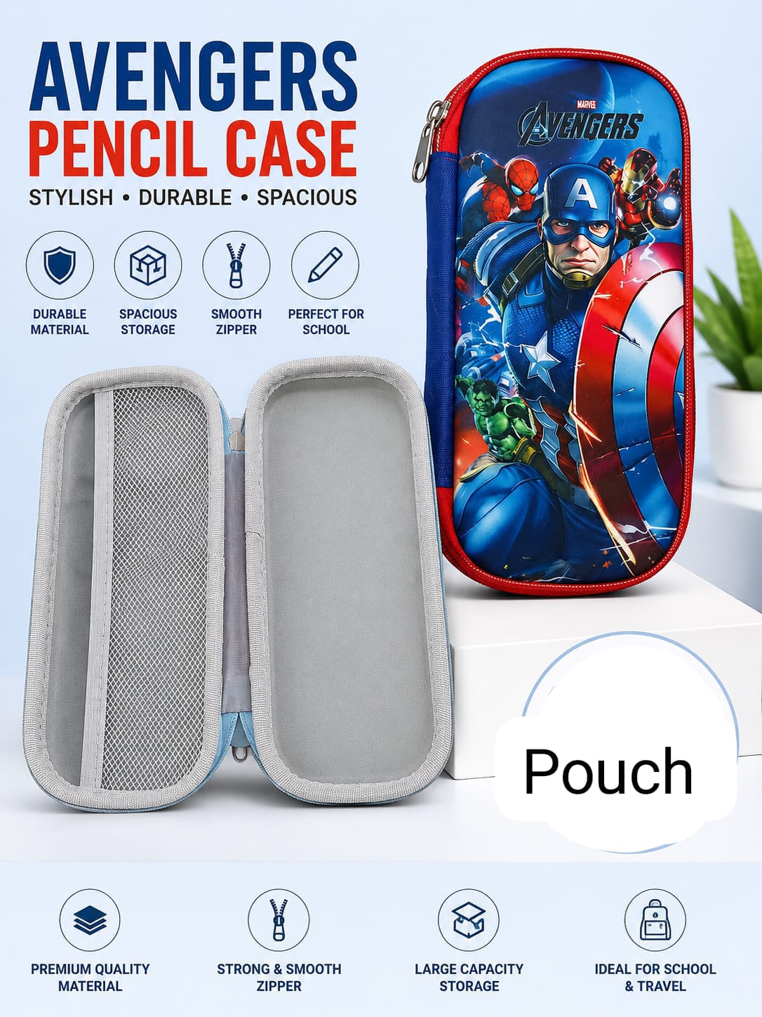 20944 Kawaii / Avengers Pencil Case Pouch | School Pencil Case for Kids | Geometry Box {Random Carcter}