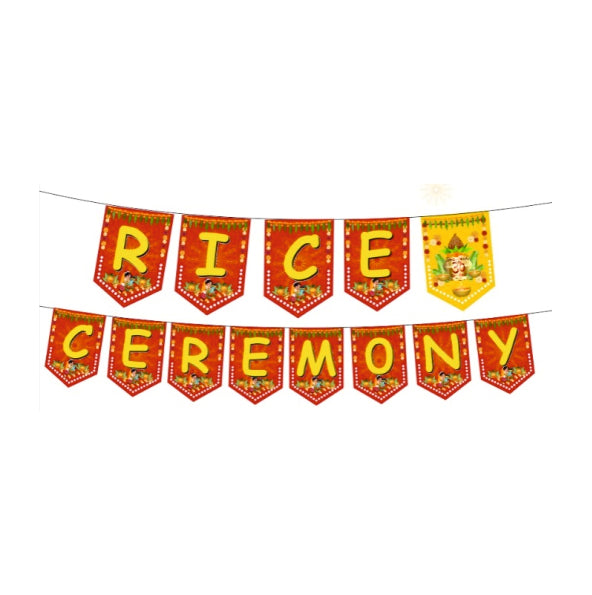 DQ-144 Rice Ceremony Banner | Subh  Annaprashan Decoration | Traditional Party Decoration Banner for Baby’s First Rice Feeding Ceremony