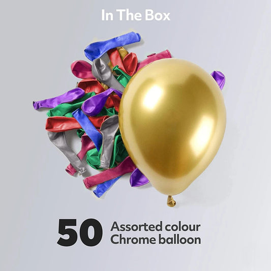 20720 Multi Chrome Balloons, 50pcs  Shiny Multicolour Chrome metallic Balloons for Birthday, Anniversary, Engagement, Wedding, Baby Shower, Festival Party Decorations