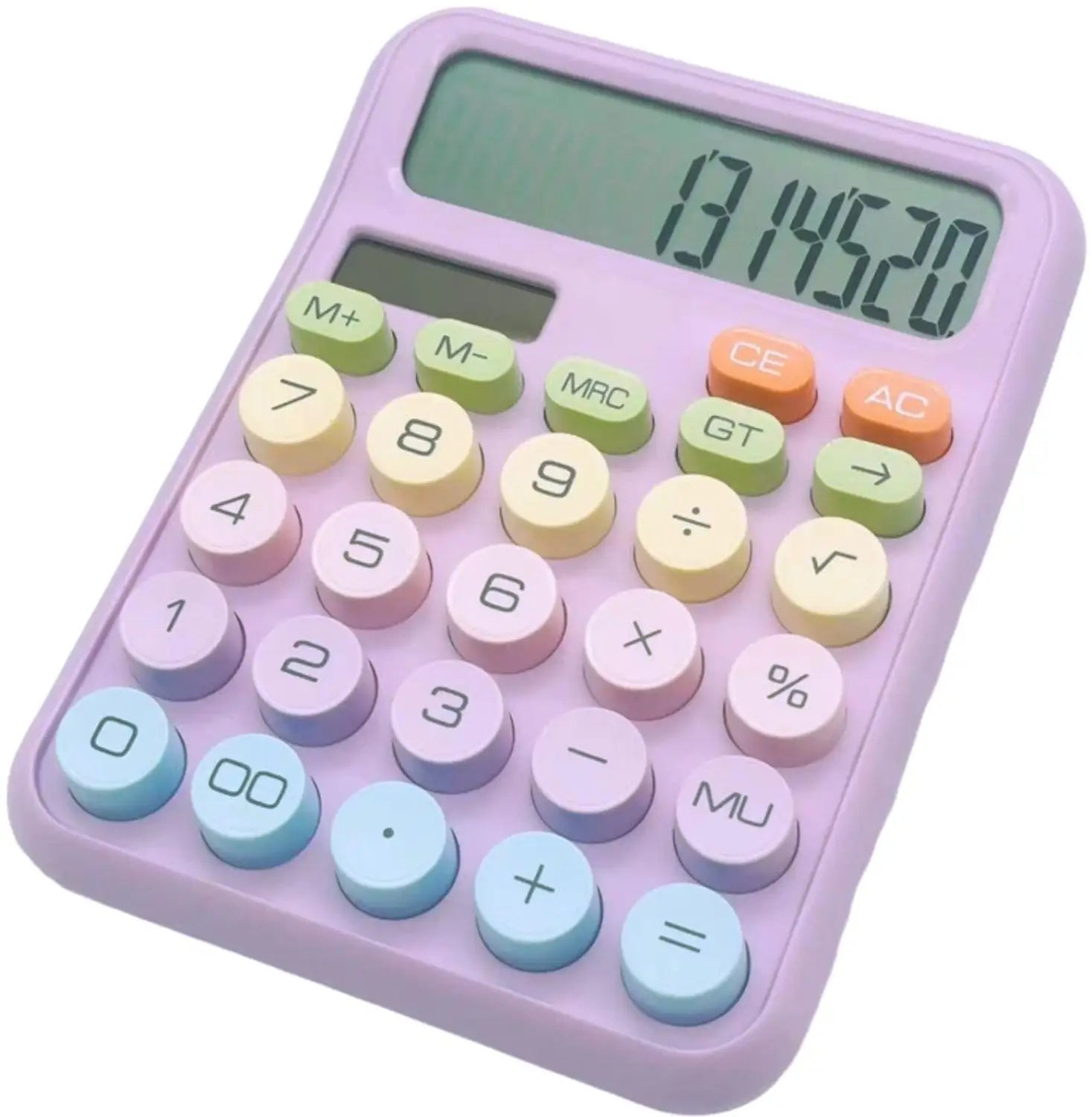 20464 Colorful Calculator for Kids, Large Size Keys Vintage Look Multicolor Solar Powered Calculator for Girls, Office Calculators