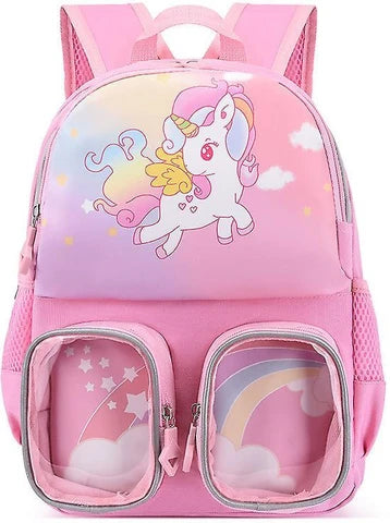 20406 Cartoon Backpack: Cute Trendy Prints, Suitable for Boys & Girls Size=32*23*15 Cm {Random Design}