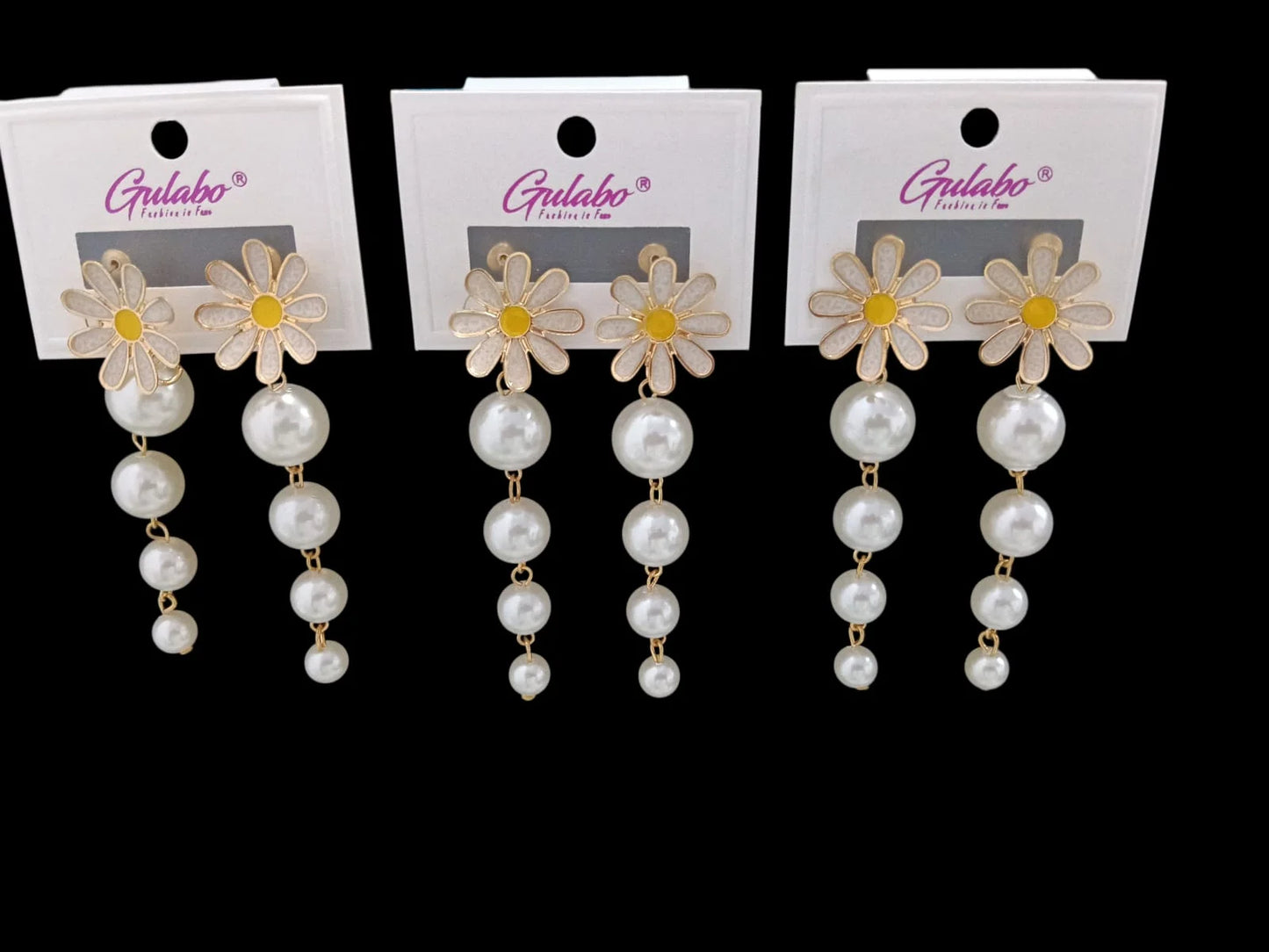 10799 Flower With Small Pearl shape Dangle Earring