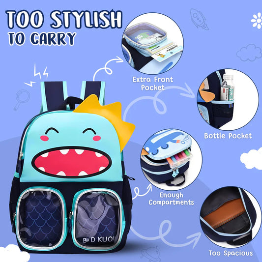 20406 Cartoon Backpack: Cute Trendy Prints, Suitable for Boys & Girls Size=32*23*15 Cm {Random Design}
