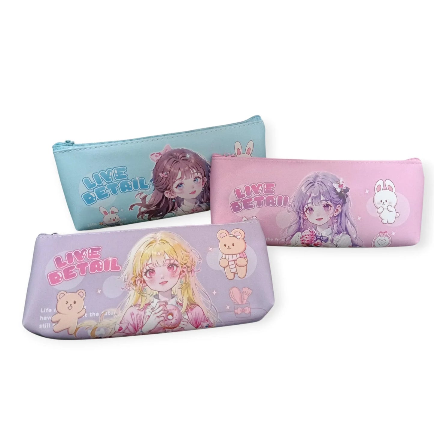 10721 Pencil Pouch for Boys and Girls Pencil Case School Stationery 1 Zipper {Random Design}