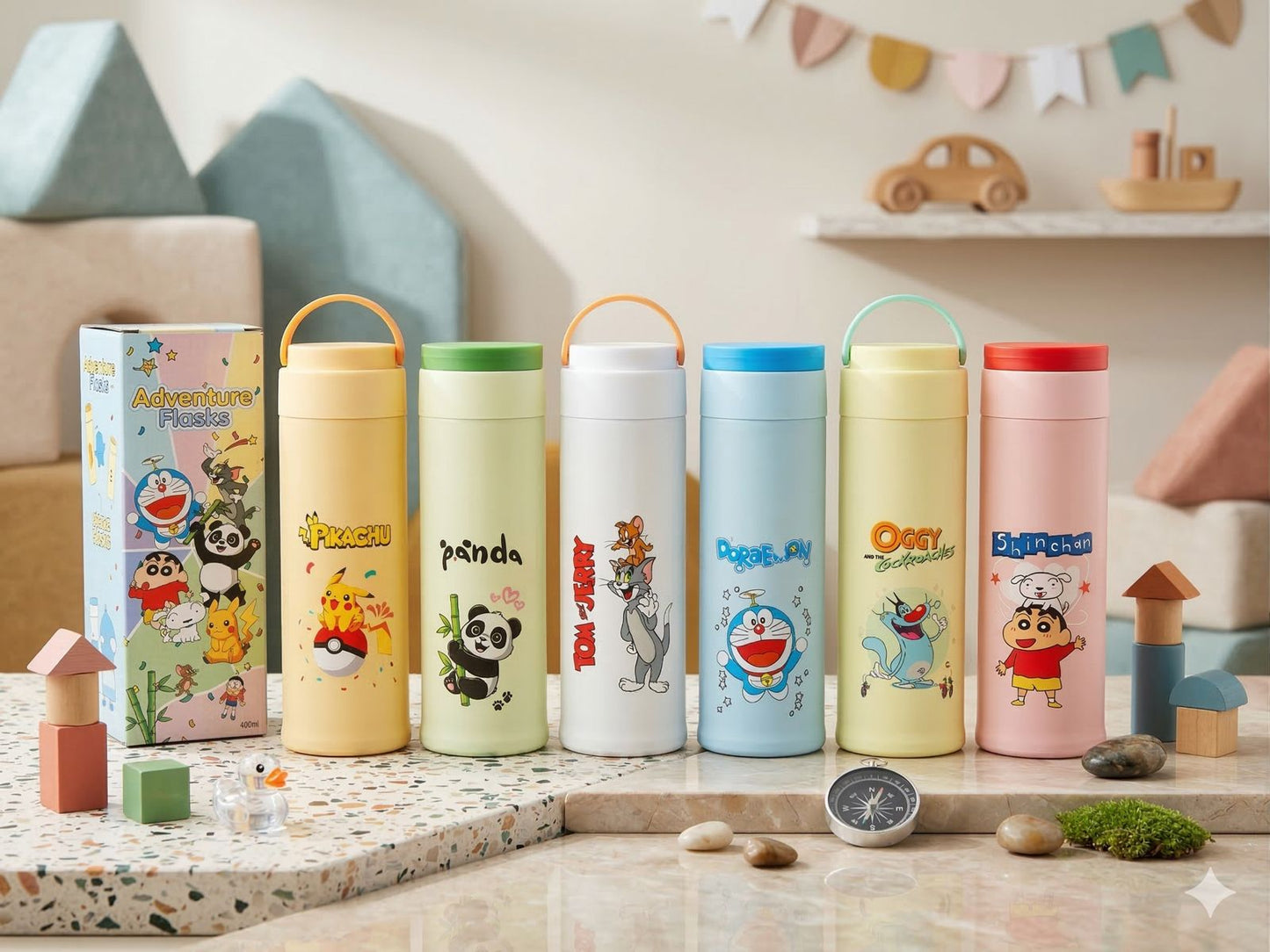 20481 Cute Cartoon Character Water Glass Bottle 400ML {Random Design}
