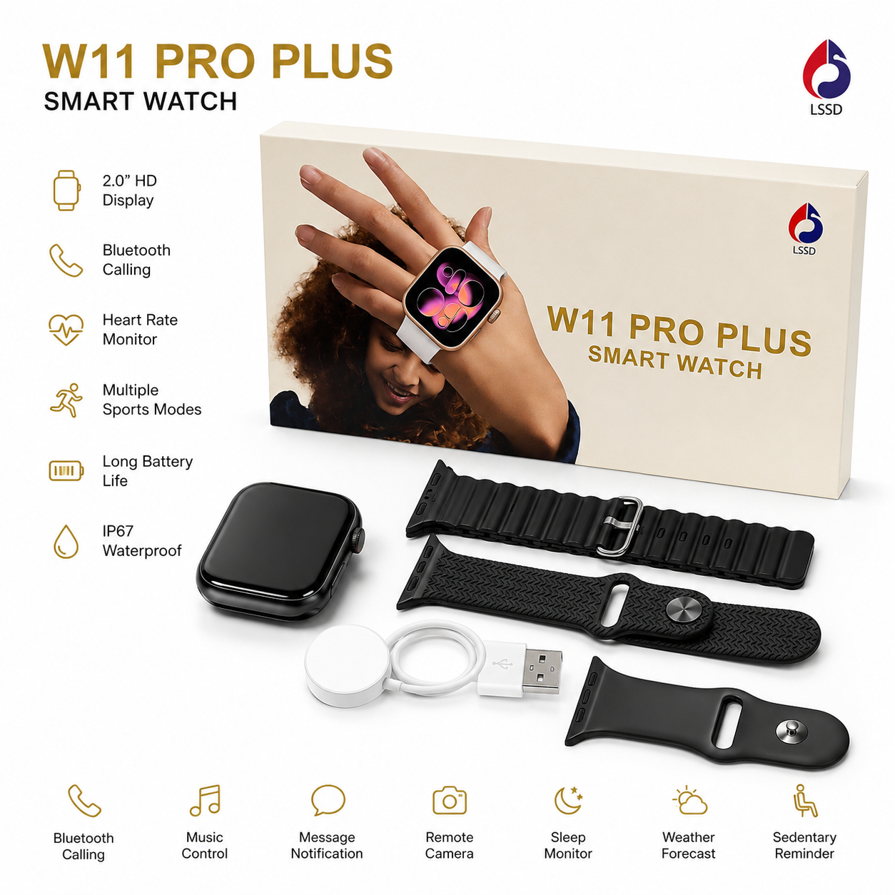 W11 Pro Plus Smart Watch for Women Men and Women