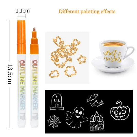606 Line Painter Marker 6 Pcs Double-line Contour Marker Pen