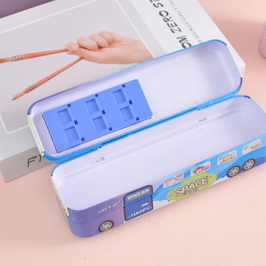 693-29 Double-Decker Bus With Moving Tyers And Openable seats pencil box Toy Geometry Box