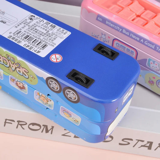 693-29 Double-Decker Bus With Moving Tyers And Openable seats pencil box Toy Geometry Box