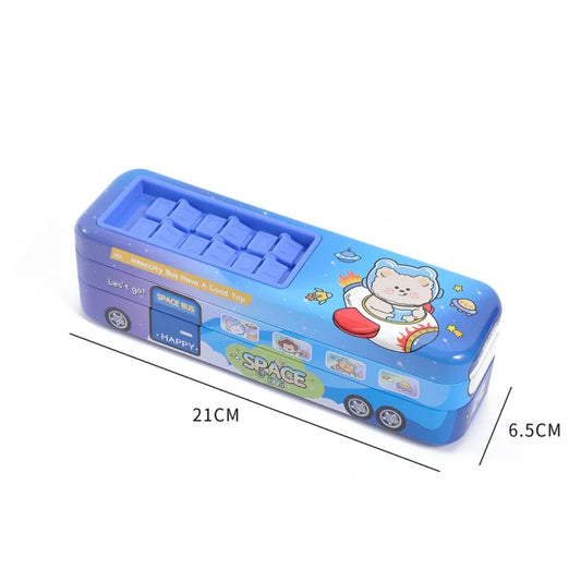 693-29 Double-Decker Bus With Moving Tyers And Openable seats pencil box Toy Geometry Box