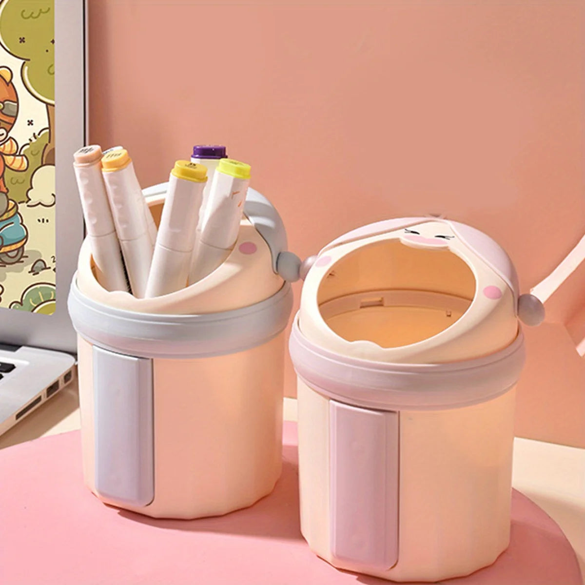 9464 Cartoon Pen Holder Storage Organizer for Desk FOR Ofiice, school Random Color