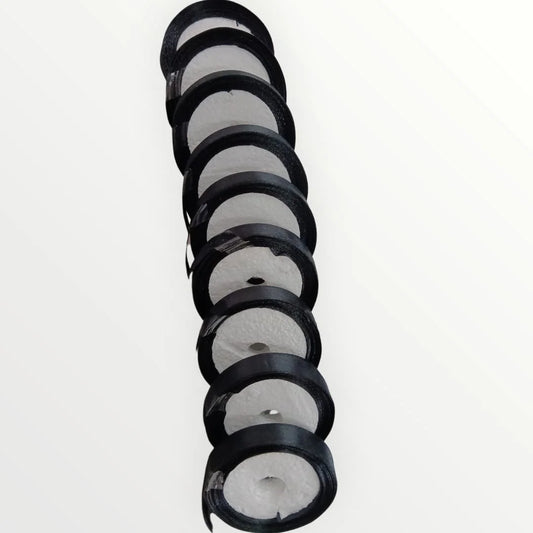 20038 { Pack of 10 } Pcs 1/2 Inch Black Satin Ribbon 10 Mtr Each Decoration, Gift Wrapping, Multi-Purpose Use