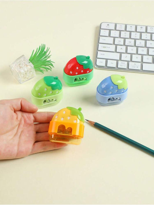 58103 Random Transparent Color Bubble Strawberry Shaped Pencil Sharpener, Cute Transparent Colorful Fruit Shaped Student Office Pencil Sharpener