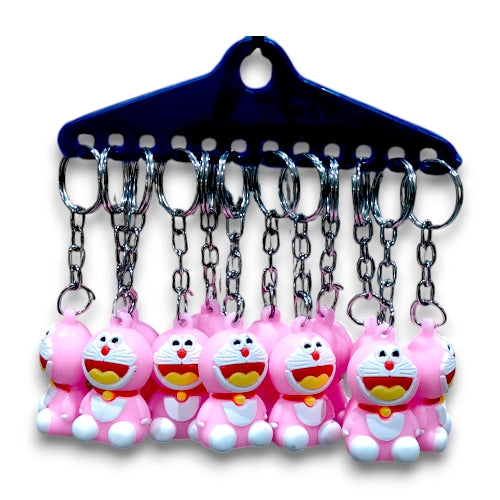 20889 {Pack of 12} Pink Doremon Cartoon Key Chain Set For Kids Boys Girls Keychain Birthday Return Gifts