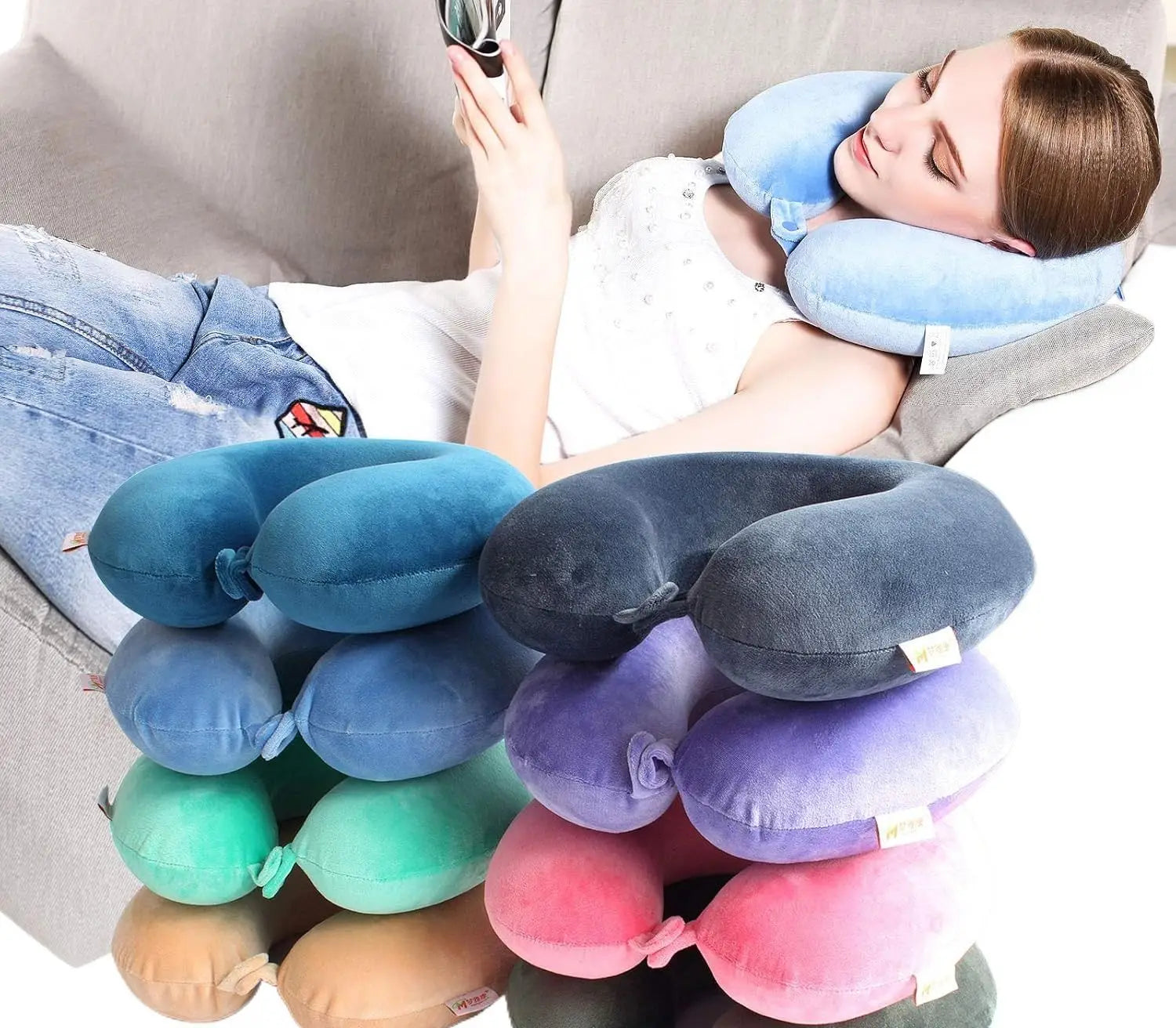 51197 Neck Pillow for Travel| Comfort Travel for Men and Women| Foam Neck Pillow with Soft Material| Travel Pillow for Flight or Train Journey {Random Color}