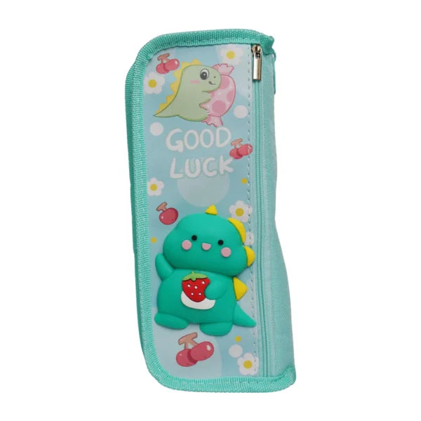 8016 3D Dyno Pencil Pouch for Boys and Girls Pencil Case School Stationery 2 Zipper {Random Design}