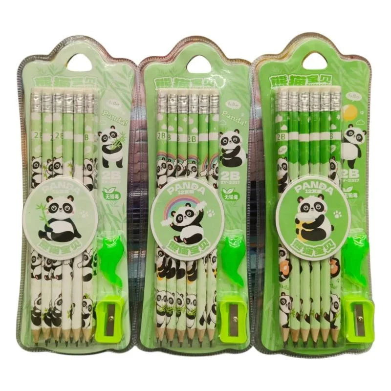 10509 {1 Pack 12 Pcs} Panda Pencils with Eraser on Top